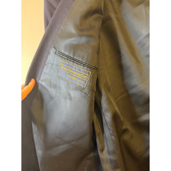 Vtg Polo University Club Blazer Mens 46L Navy Blue Double Breasted Wool Gold USA - Picture 8 of 12